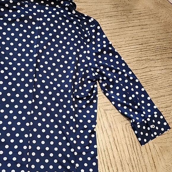 Polka Dot collared button down shirt quarter sleeve size M - Picture 9 of 10